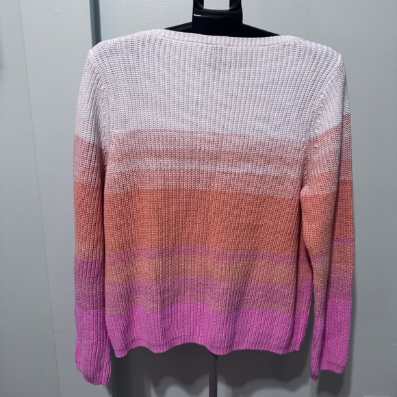 Talbots Stripe Ombré Sweater Womens Size XL Pink Orange Long Sleeve Crew Neck - Picture 3 of 5